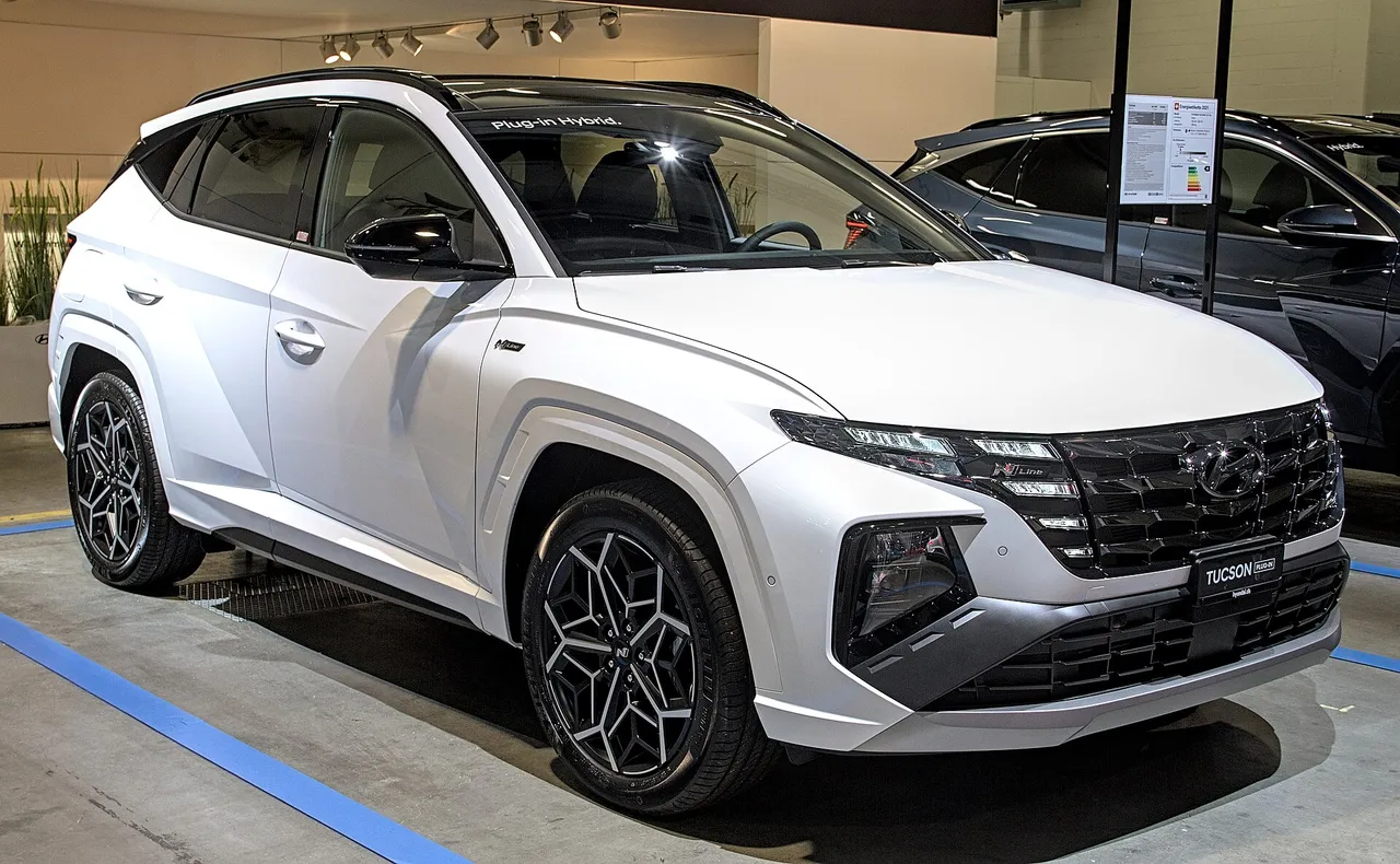 A white SUV in a showroom